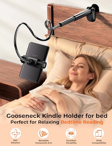 Mumay 39.4" ANJ-133 Adjustable eReader Stand - Flexible Gooseneck Clamp Mount for Devices up to 8.6 inches