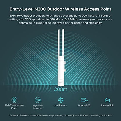TP-Link EAP110-Outdoor V3 300Mbps Wireless N Outdoor Access Point 2.4GHz 2x2 MIMO Wireless Technology