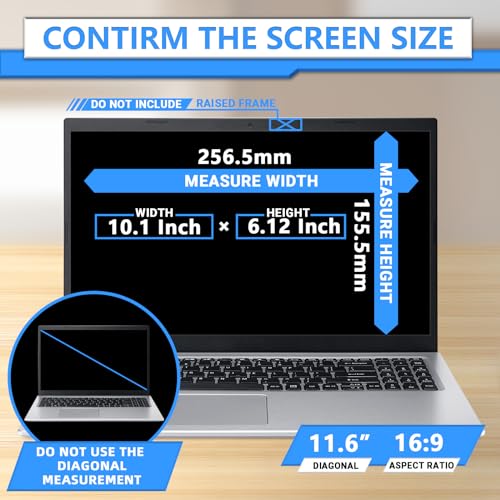 ZOEGAA 11.6 Inch Laptop Privacy Screen Filter Anti-Glare Anti-Spy Blue Light Block Matte Finish