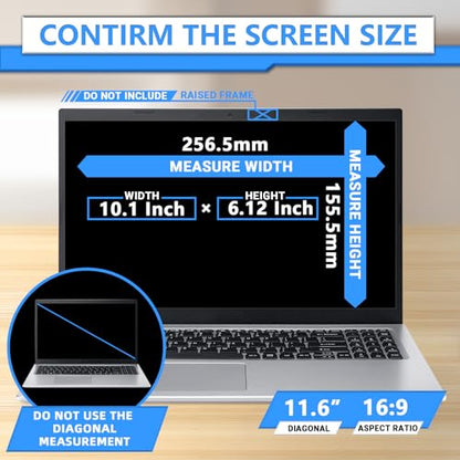 ZOEGAA 11.6 Inch Laptop Privacy Screen Filter Anti-Glare Anti-Spy Blue Light Block Matte Finish