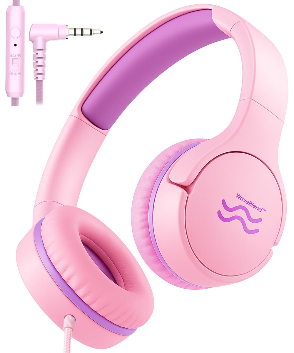 WaveBlend K1-US-WaveBlend-PinkPurple Wired Headphones with 3.5mm Jack for Children