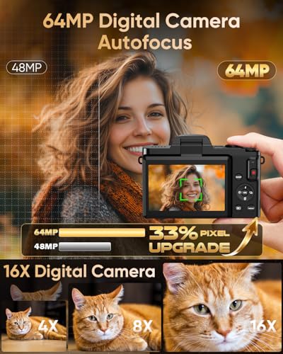 FACLAM 3 Inches DC103 64 MP Auto Focus 30 fps CMOS Compact Digital Camera