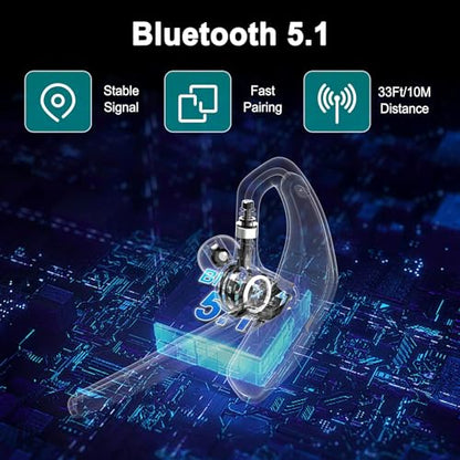OPINAY A6S Black+Silver Bluetooth Headset Wireless Ear Hook CVC Noise Cancelling
