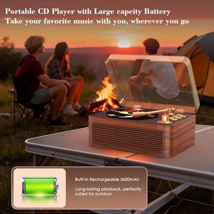Kegaudio Portable CD Player K-Y01118 Auxiliary Dual Channel Dark Walnut