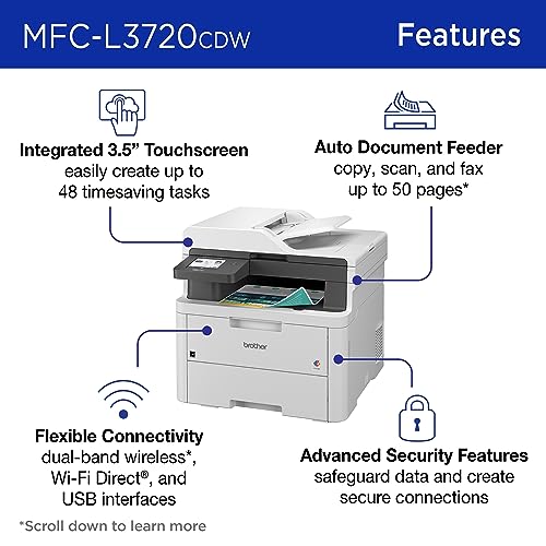 Brother Multifunction Color Laser Printer MFCL3720CDW 2400x600 DPI 19 PPM Laser