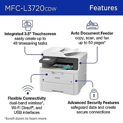 Brother Multifunction Color Laser Printer MFCL3720CDW 2400x600 DPI 19 PPM Laser