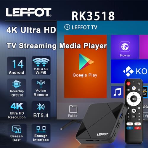 LEFFOT 16GB RK3518 4K Ultra HD Streaming Device HDMI