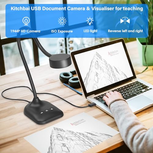 Kitchbai 3" PA-800 1944P Document Camera, Webcam, USB Visualizer