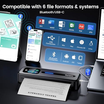 Phomemo 12.17"x2.5"x1.87" M832D 300DPI Monochrome Thermal Portable Printer