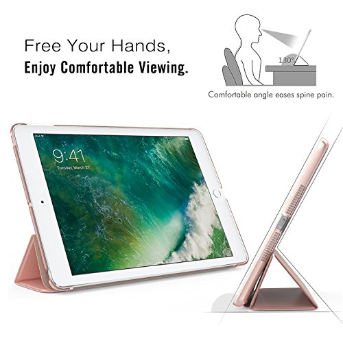 MoKo Slim Lightweight Case for iPad 9.7 (2018/2017) Model - Rose Gold - Auto Wake/Sleep