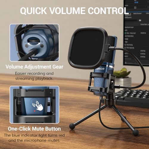 TONOR TC-777 USB Microphone with Stand and Pop Filter