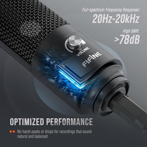 FIFINE T669 Black Microphone Kit USB Type-A/C Unidirectional 20Hz-20KHz 1 Channel