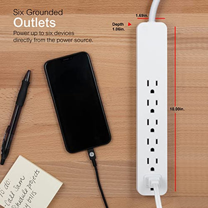 GE 6-Outlet Surge Protector 4 Ft 120 Volts 15 Amps 840 Joules Type B