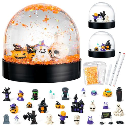 HoniedPepperino 44Pcs HP-Halloween-Snow Globe Kit Resin Craft Set
