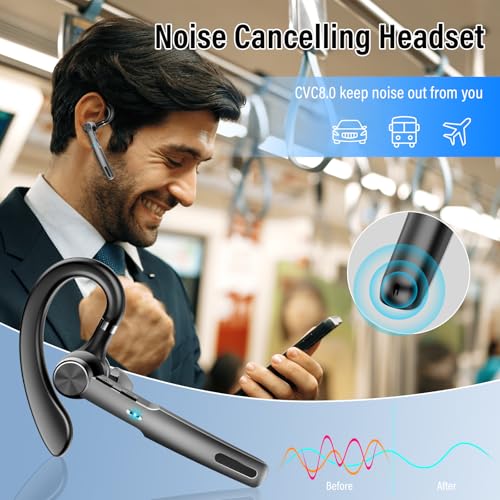 Qecnato G2 Wireless Bluetooth Earpiece 5.3, 15m Range, IP7 Waterproof, Built-In Microphone, Ergonomic Design