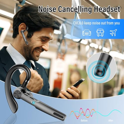 Qecnato G2 Wireless Bluetooth Earpiece 5.3, 15m Range, IP7 Waterproof, Built-In Microphone, Ergonomic Design