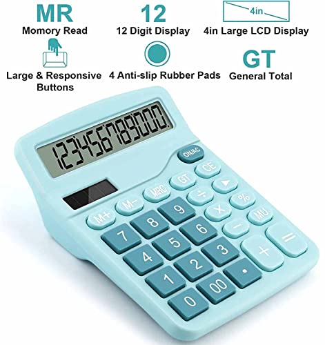 PUNGLTD 5.7" x 4.7" LCD Basic Calculator Battery and Powerboard Combo, Model 837-BLUE
