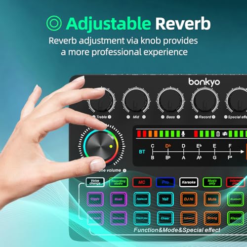 Bonkyo F999X 5 Channel Audio Interface USB Bluetooth Noise Reduction 5 Volts 6.5mm