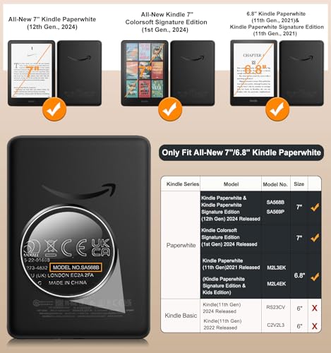 MoKo Slim PU Shell Cover Case for 7" Kindle Paperwhite 12th/11th Gen