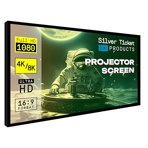 Silver Ticket Products 120" STR-169120 16:9 Projection Screen, White Surface, 1.1 Gain, Manual Operation, Aluminum Frame, Wall Mount