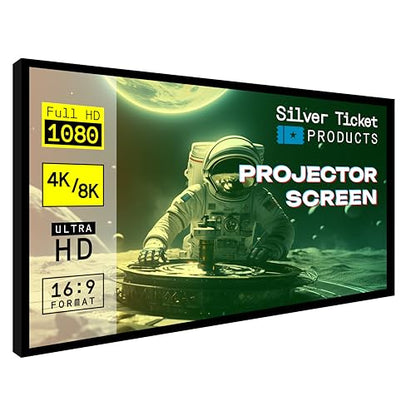 Silver Ticket Products 120" STR-169120 16:9 Projection Screen, White Surface, 1.1 Gain, Manual Operation, Aluminum Frame, Wall Mount