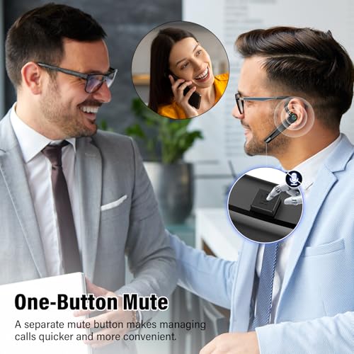Atheewon U8 Bluetooth Headset V5.4 Wireless Earpiece with Noise Cancelling Dual Microphone