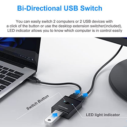 YINNCEEN 2 in 1 Out USB 3.0 Switch T26 Bi-Directional 5 Volts 800 Milliamps