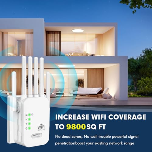 NONENDU 9800 Sq Ft WiFi Repeater 300 Mbps 6 Antennas Wireless Signal Booster
