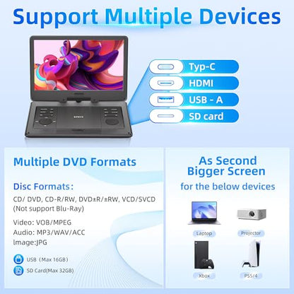 KPKUE 13.3 PD133 1920x1080 60Hz IPS Portable DVD Player