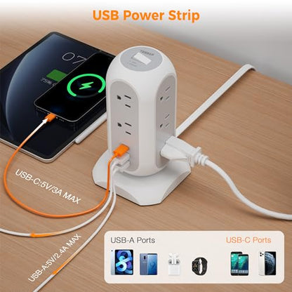 TESSAN 11 Outlet Power Strip TPS02-US-C 125V 13A Type B