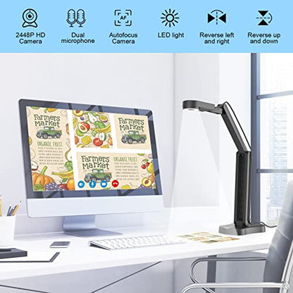 PAKOTOO 8MP Document Camera KB700 2448P USB LED Document