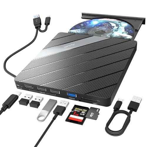 Alxum External CD/DVD Drive 7.4in x 5.9in x 1in USB 3.0 Black Model B36-Y