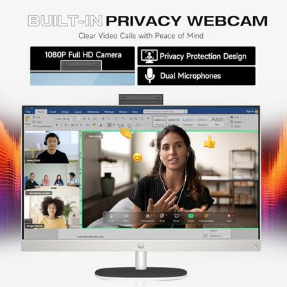 HP 27" AI 7 350 All-in-One Desktop Computer, 1920x1080, 32GB DDR5 RAM, 2TB SSD, FHD IPS Display