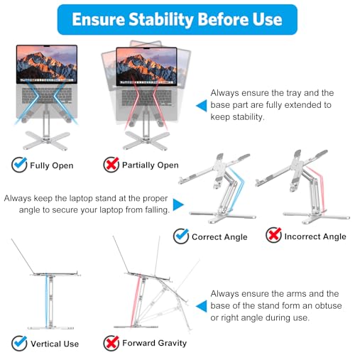 OMOTON Tripod Laptop Stand LA10 Adjustable Silver