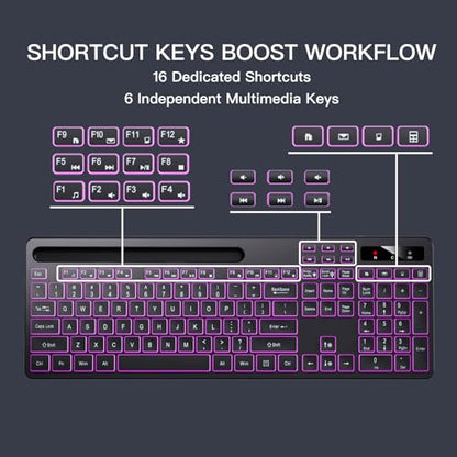 Soueto Keyboard Wireless WK713 USB-A Tactile QWERTY Black Plastic 116 Keys
