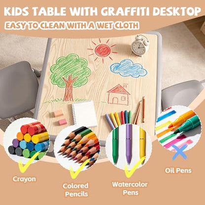 Pterying 23.7" x 23.7" LY-1106B Table and Chair Set - High Density Polyethylene - Modern - Grey