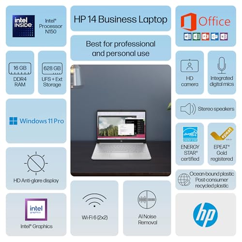 HP 14" Laptop 2025 Pro 1366x768 60Hz LED Computer