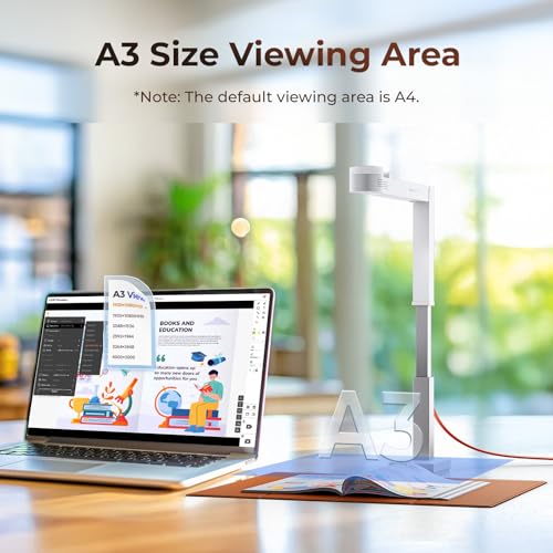 CZUR 12MP Document Camera Model FC1005 1080p Continuous Shooting Speed 60 FPS White