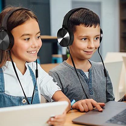 Sonitum 5 Count BM5P On-Ear Headphones with Microphone 32 Ohm Dynamic Driver Wired Communication Headsets for Kids