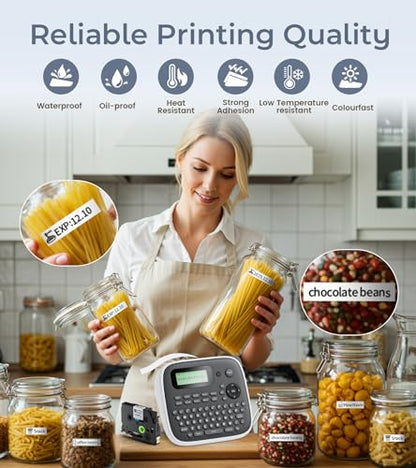 VolenGo 12mm D210S Monochrome Laminated Waterproof Label Maker