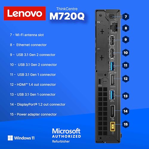 Lenovo ThinkCentre M720Q Mini PC | Windows 11 Pro | Intel Core i5-8400T | 16GB RAM + 500GB SSD | 1920x1080 | Micro Desktop Computer