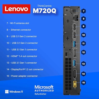 Lenovo ThinkCentre M720Q Mini PC | Windows 11 Pro | Intel Core i5-8400T | 16GB RAM + 500GB SSD | 1920x1080 | Micro Desktop Computer