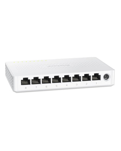 BrosTrend 8-Port 2.5G Ethernet Switch, Unmanaged Network Switch, 2.5 Gigabit, RJ45 Interface, 12 Watts Power, White