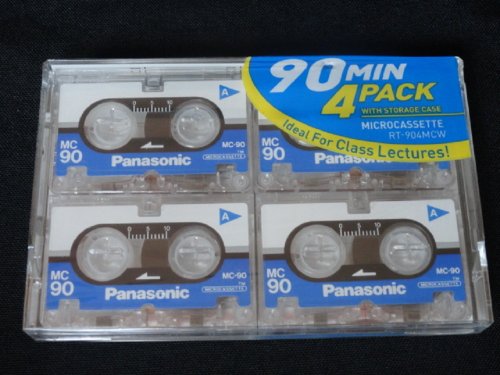 Panasonic 90 Minutes Microcassette 4 Pack with Storage Case Model: MC 90