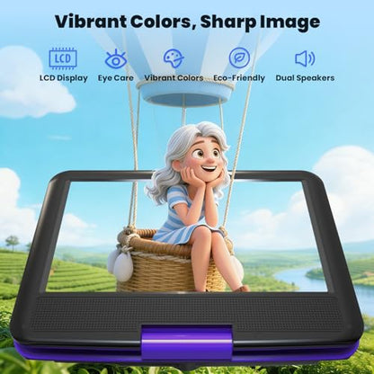 ieGeek 9.5 Inches Portable DVD Player 1024x600 LCD Multi Format Playback