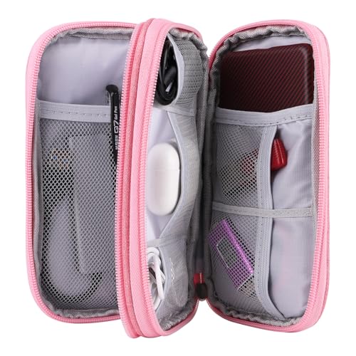 JIAKAI 7.48 x 4.33 x 2.16 inches Travel Cable Organizer Bag - Pink
