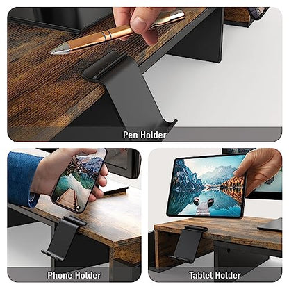 Simple Houseware 45.08 x 10.87 x 4.49 inches DO-09K-R Ergonomic Dual Monitor Stand with Drawer