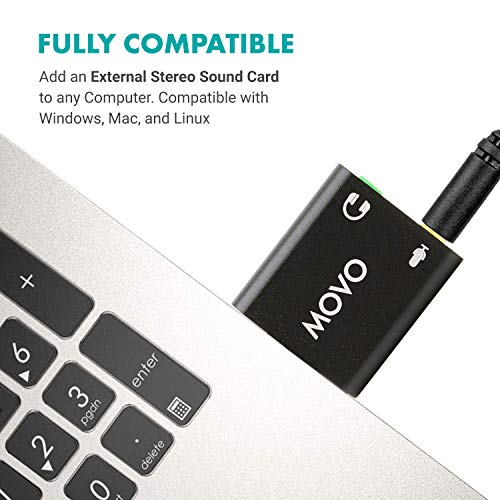 Movo 1 Count USB-AC USB 2.0 Stereo Audio External Sound Card Adapter for PC and Linux