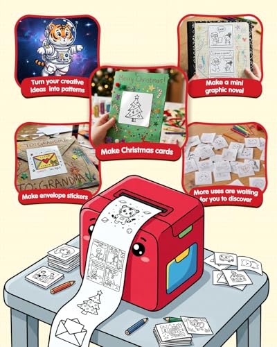 Behcp 3.5" x 3.7" x 3.2" AI Voice Sticker Printer 600x600 Monochrome