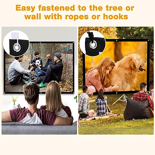 Taotique 72 inch Projector Screen 16:9 HD Portable Double-Sided Polyester Fabric